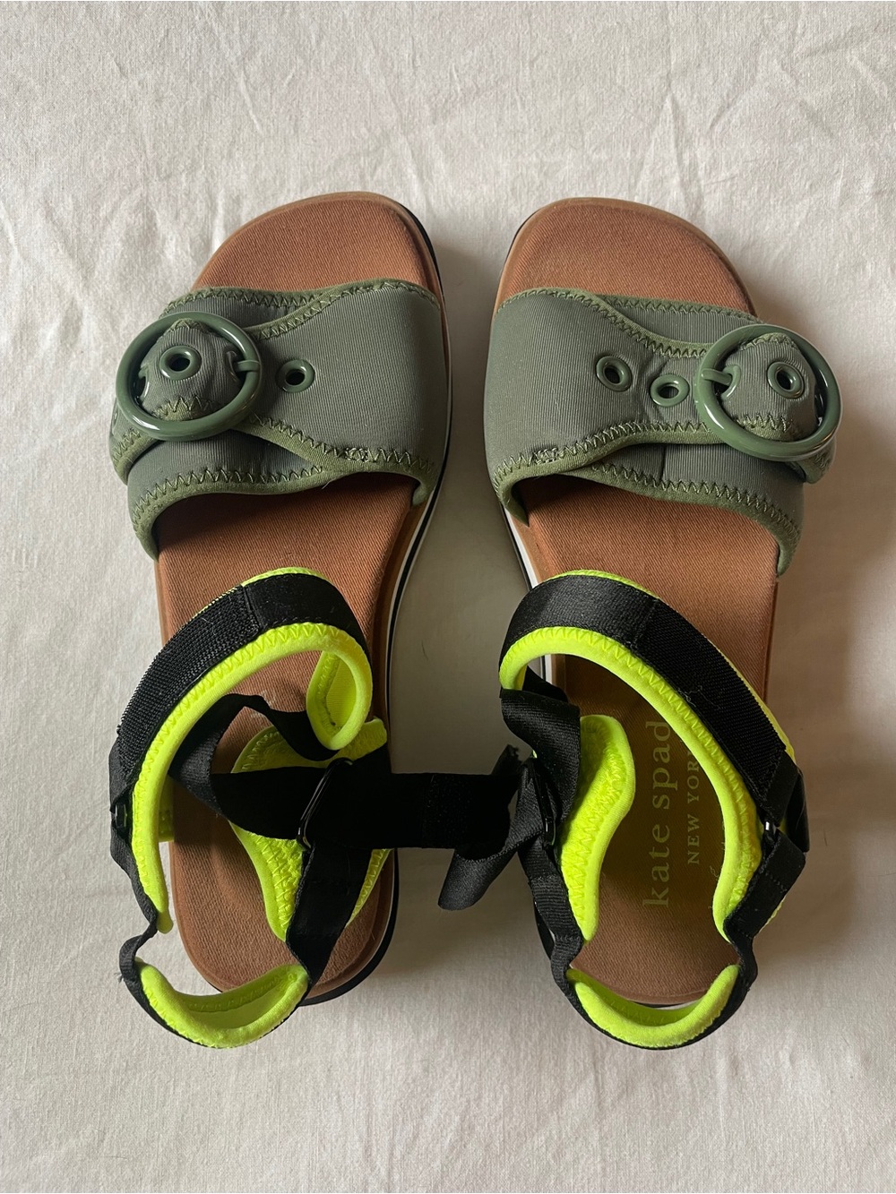 🎀kate spade olive green and neon yellow sport sandals